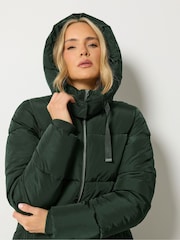 Long Tall Sally Green Padded Maxi Coat - Image 4 of 6