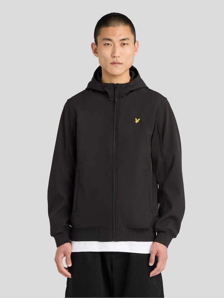 Lyle & Scott Black Sports Mesh Back Softshell Hoodie - Image 1 of 6 Lyle & Scott Black Sports Mesh Back Softshell Hoodie - Image 1 of 6