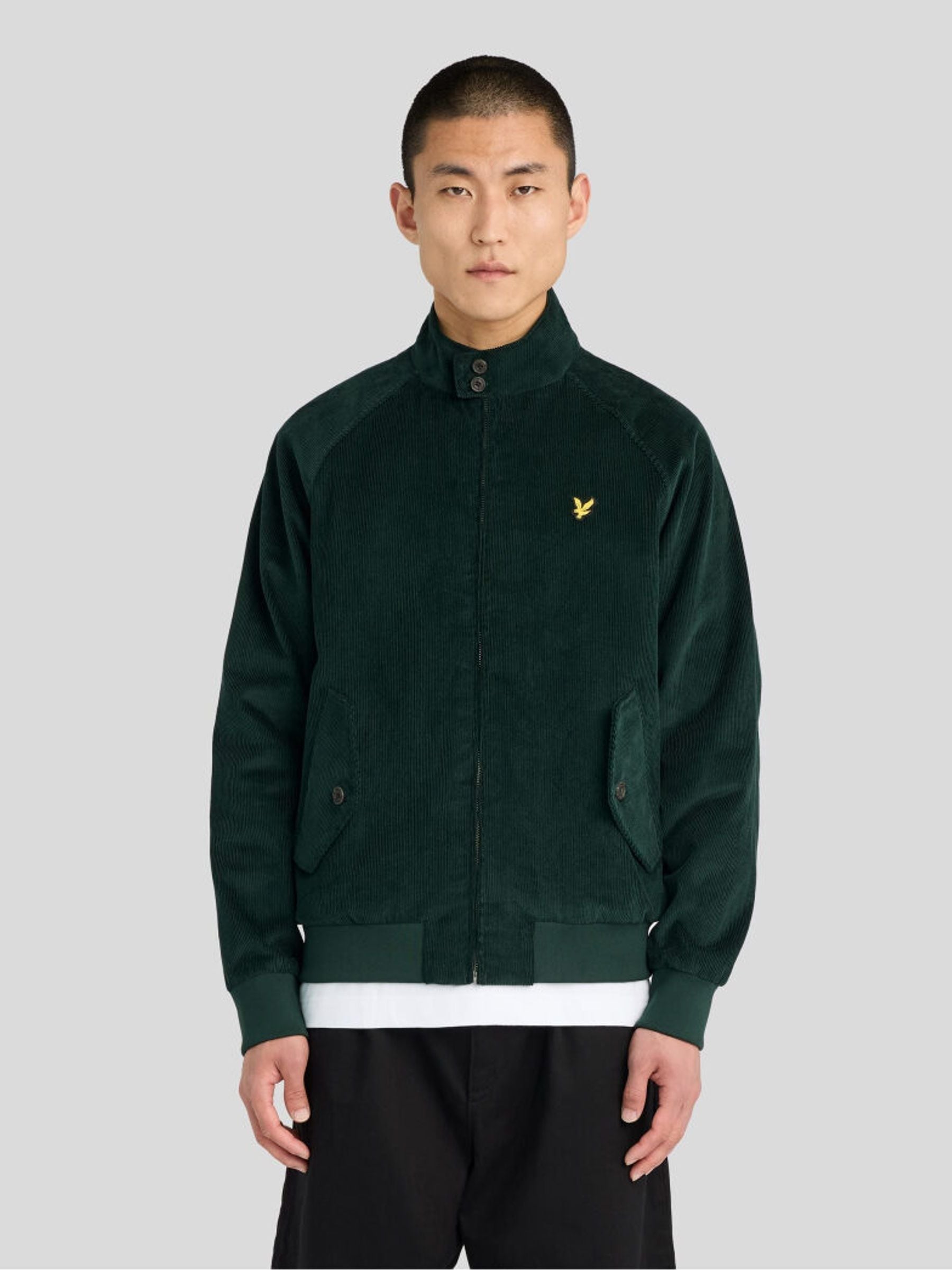 Lyle and Scott Men's Corduroy Harrington Jacket in Green, Cotton Bomber Jacket, Size XXL - Image 2