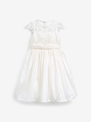 Ivory Lace Bodice Flower Girl Bow Dress (3-16yrs) - Image 6 of 8
