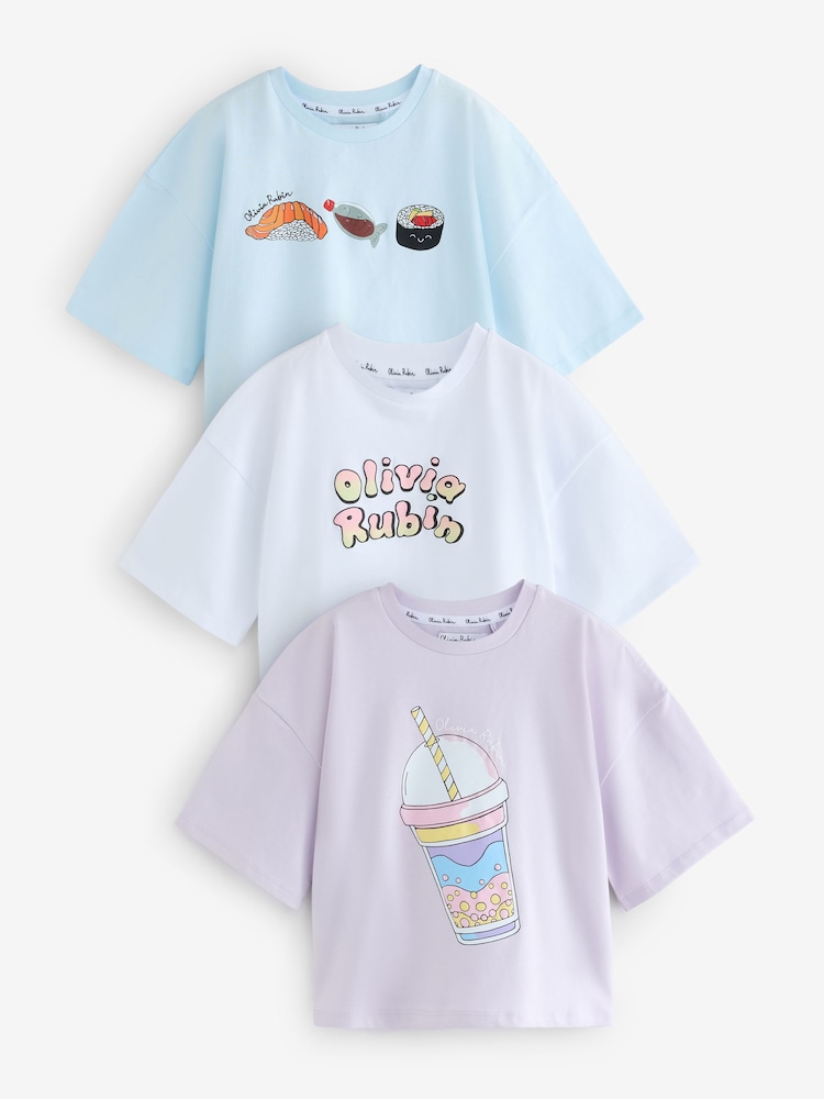 Olivia Rubin Boxy Fit Sushi Graphic T-Shirts 3 Pack - Image 1 of 7
