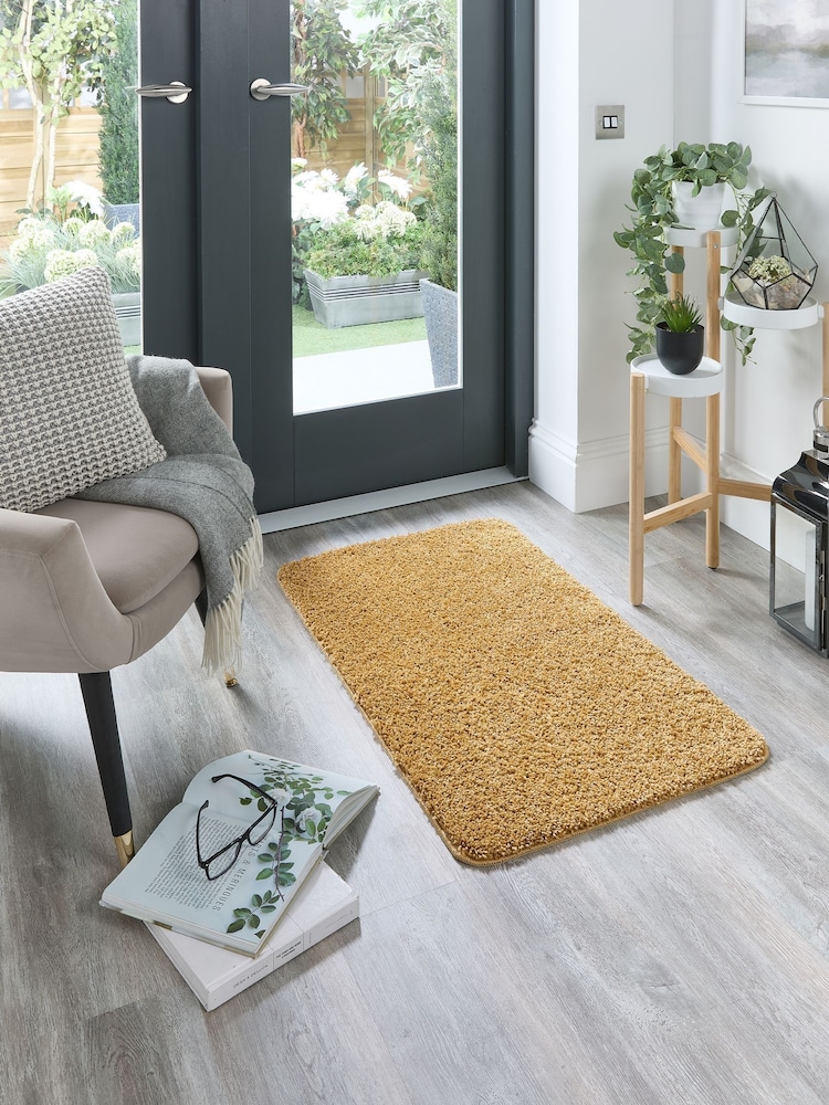 My Mat Ochre Yellow Soft Stain Resistant And Washable Rug - Image 1 of 6
