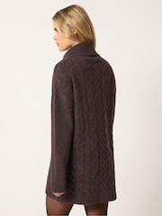 M&Co Brown Petite Cable Knit Tunic Dress - Image 3 of 6