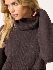 M&Co Brown Petite Cable Knit Tunic Dress - Image 4 of 6