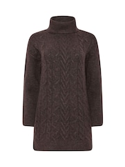 M&Co Brown Petite Cable Knit Tunic Dress - Image 5 of 6