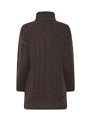 M&Co Brown Petite Cable Knit Tunic Dress - Image 6 of 6