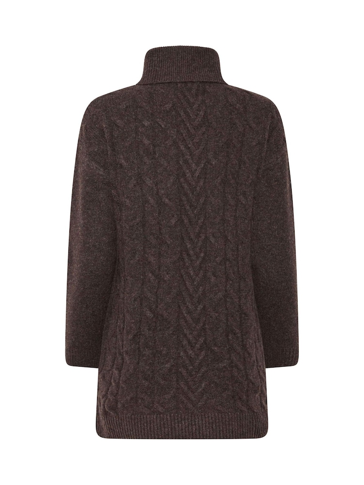 M&Co Brown Petite Cable Knit Tunic Dress - Image 6 of 6
