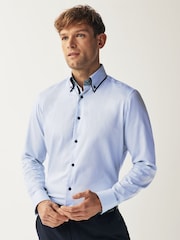 Light Blue Single Cuff Trimmed Formal Shirt - Image 1 of 7