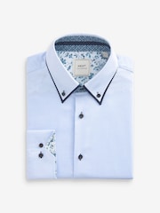 Light Blue Single Cuff Trimmed Formal Shirt - Image 6 of 7