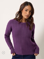 Fioletowy - Sweter M&Co Petite z drobnym splotem warkoczowym - Obraz 1 z 6