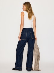 Anthropologie Blue Maeve Colette Whipstitch Full-Length Wide-Leg Jeans - Image 3 of 6
