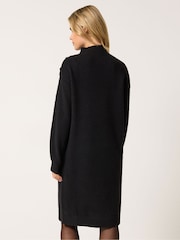 M&Co Black Petite Button Detail Knitted Dress - Image 3 of 6