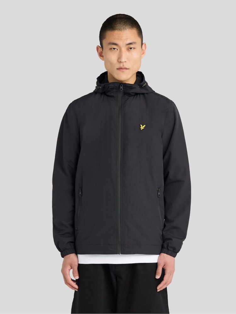 Lyle & Scott Black Taped Zip Through Hooded Jacket - Image 1 of 6