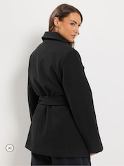 Yours Curve Black Short Wrap Coat - Image 3 of 6