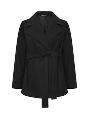 Yours Curve Black Short Wrap Coat - Image 5 of 6