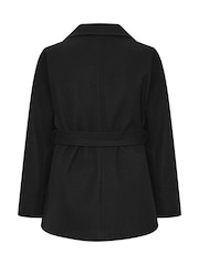 Yours Curve Black Short Wrap Coat - Image 6 of 6