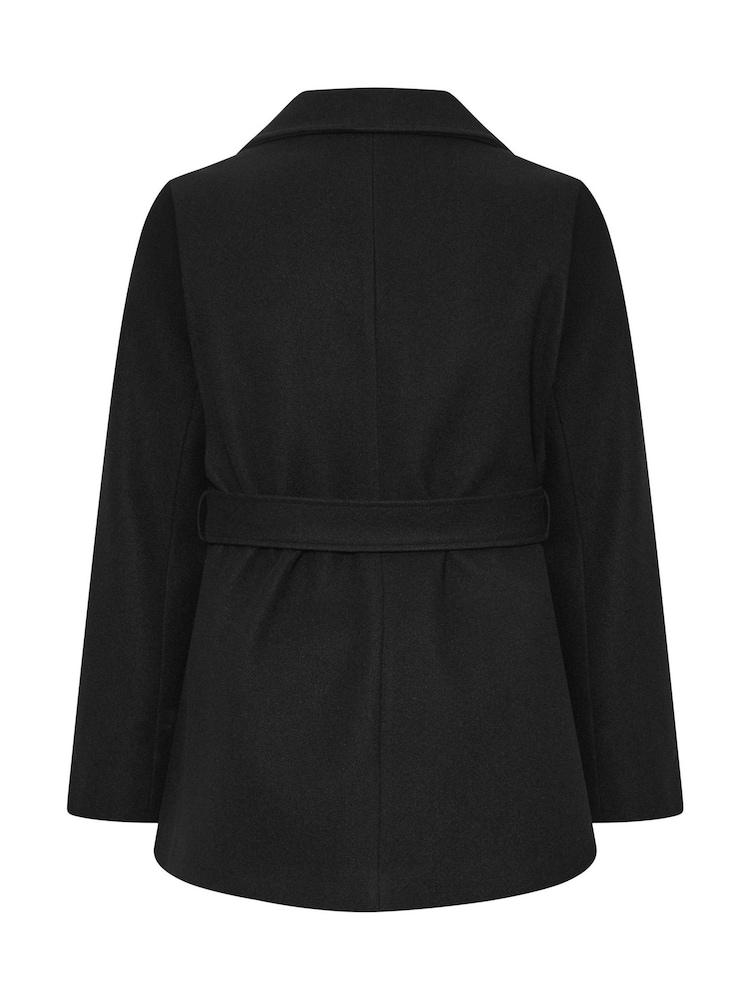 Yours Curve Black Short Wrap Coat - Image 6 of 6 Yours Curve Black Short Wrap Coat - Image 6 of 6