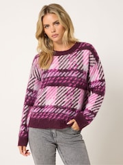 M&Co Red Petite Brushed Check Jumper - Image 1 of 6
