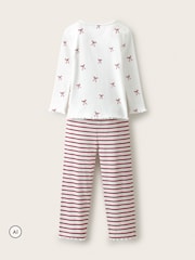 The White Company Red Blend Bow & Stripe Relaxed Fit Pyjamas - Image 2 of 4
