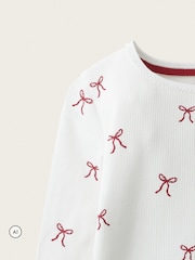 The White Company Red Blend Bow & Stripe Relaxed Fit Pyjamas - Image 4 of 4