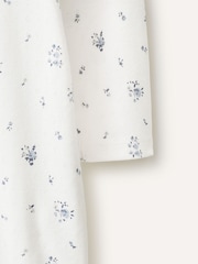 The White Company Blue Pointelle Minnie Floral Frill Wrap Sleepsuit - Image 3 of 4