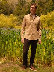 Neutral Brown Slim Fit Single Cuff Four Way Stretch Shirt - Image 2 of 8