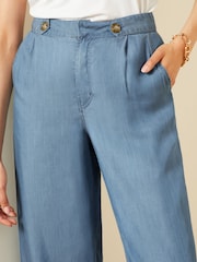 Love & Roses Blue Petite High Waist Wide Leg Tailored Trousers - Image 2 of 4