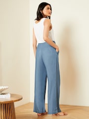 Love & Roses Blue Petite High Waist Wide Leg Tailored Trousers - Image 3 of 4