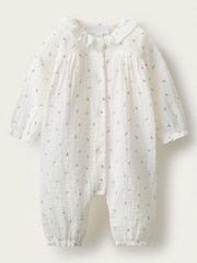 The White Company Double Ines Floral Frill Neck Sleepsuit - Image 1 of 4