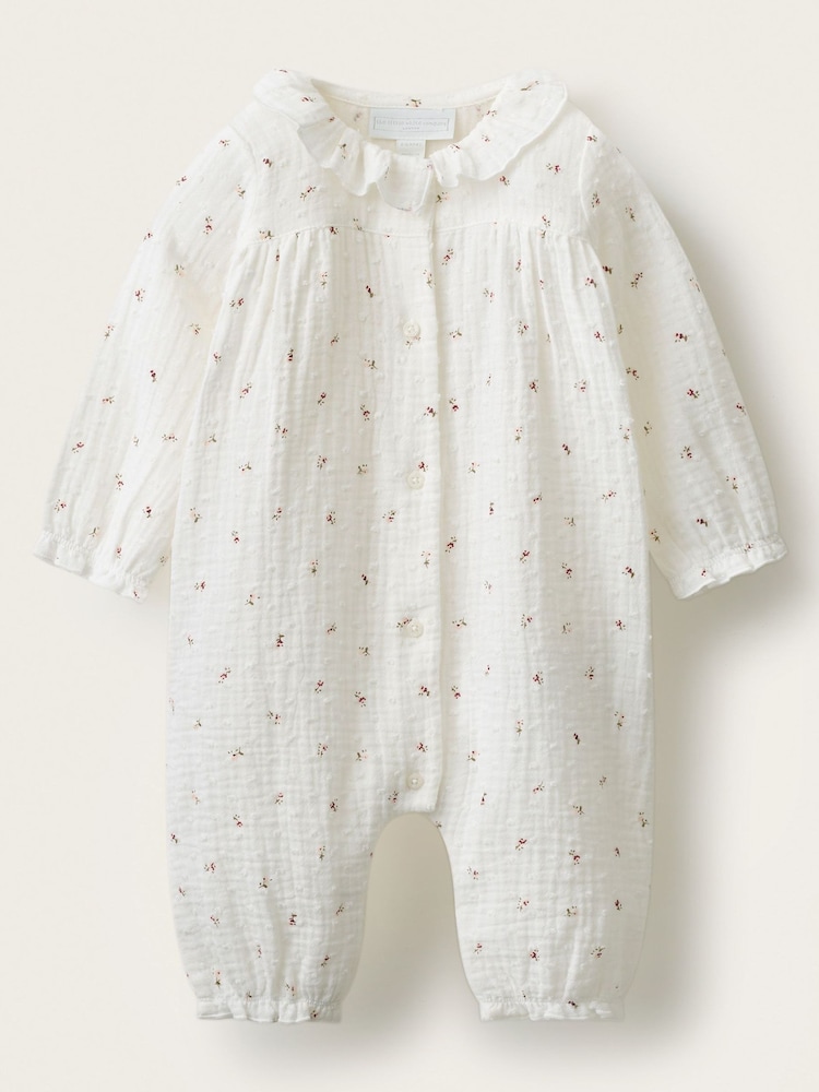 The White Company Double Ines Floral Frill Neck Sleepsuit - Image 1 of 4