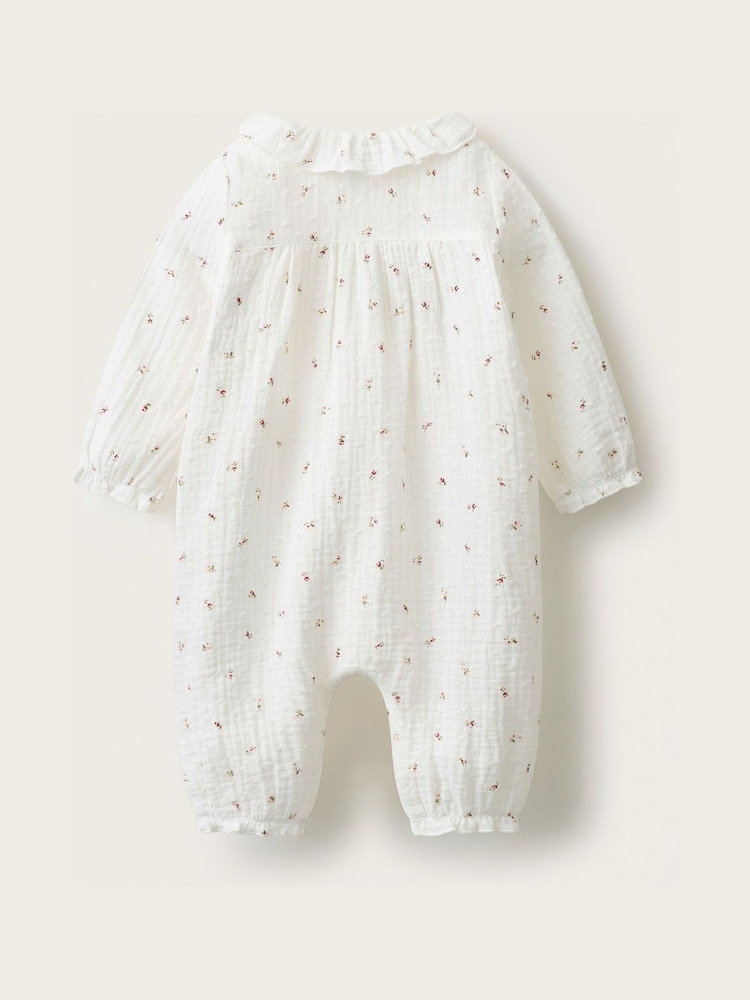 The White Company Double Ines Floral Frill Neck Sleepsuit - Image 2 of 4
