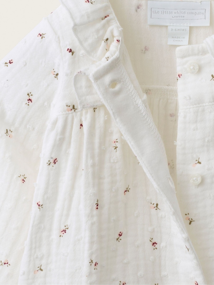 The White Company Double Ines Floral Frill Neck Sleepsuit - Image 4 of 4