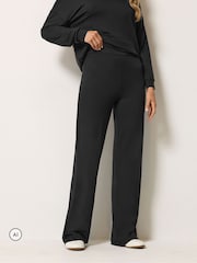 Long Tall Sally Black Loopback Wide Leg Trousers - Image 2 of 6