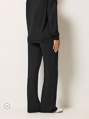 Long Tall Sally Black Loopback Wide Leg Trousers - Image 3 of 6