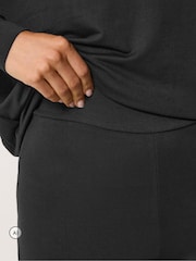 Long Tall Sally Black Loopback Wide Leg Trousers - Image 4 of 6