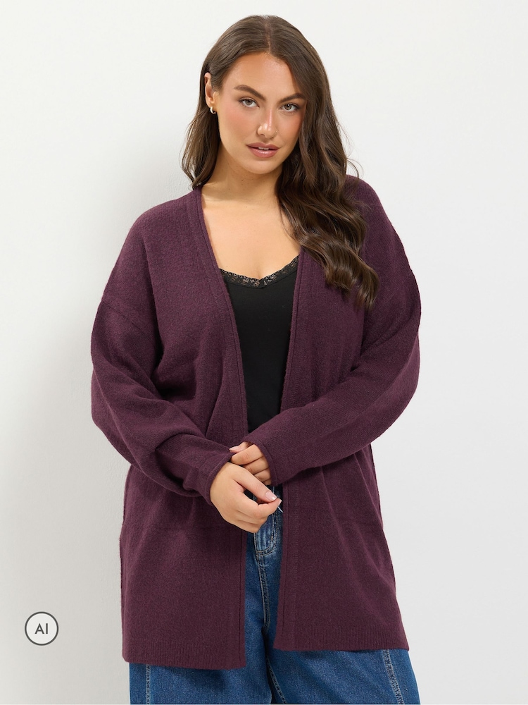 Yours Curve Red Soft Touch Cardigan - Image 1 of 6 Yours Curve Red Soft Touch Cardigan - Image 1 of 6