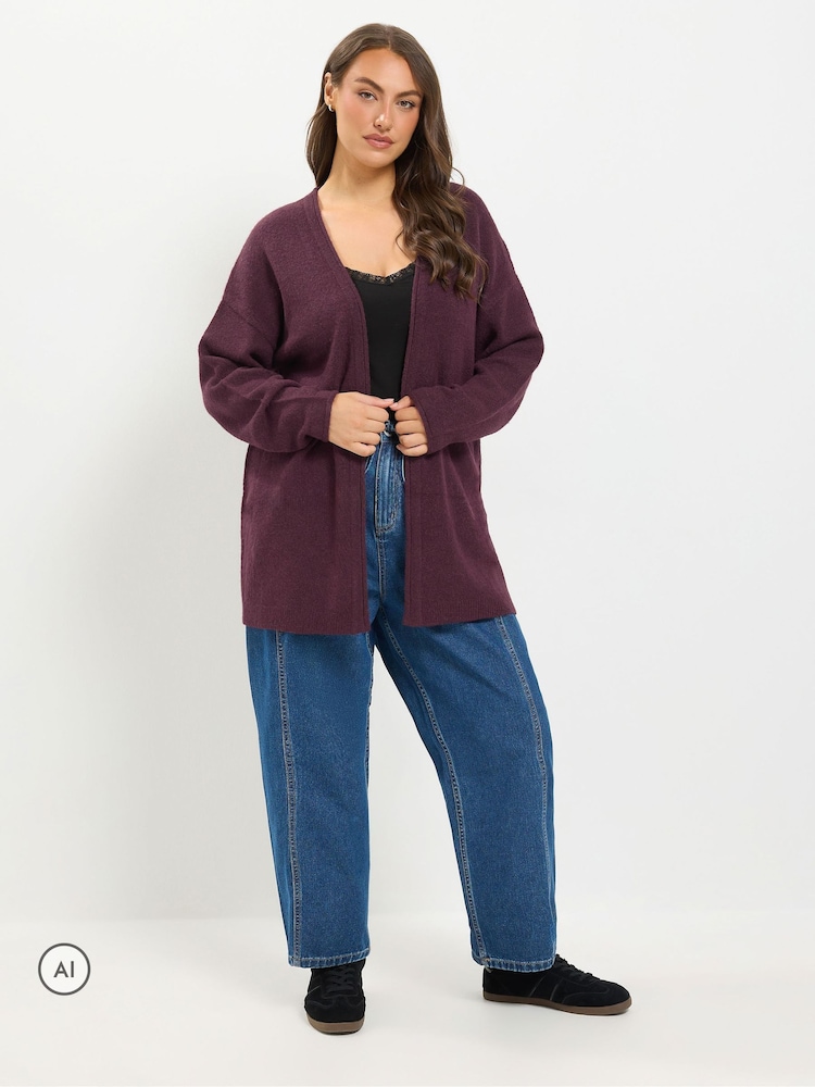 Yours Curve Red Soft Touch Cardigan - Image 2 of 6 Yours Curve Red Soft Touch Cardigan - Image 2 of 6