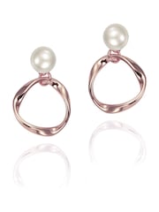 Ivory & Co Rose Gold Turin Designer Pearl Earrings - Image 1 of 5