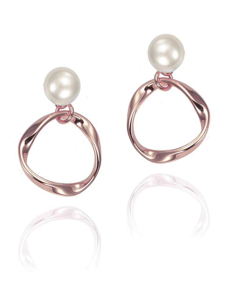 Ivory & Co Rose Gold Turin Designer Pearl Earrings - Image 1 of 5