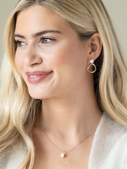 Ivory & Co Rose Gold Turin Designer Pearl Earrings - Image 2 of 5