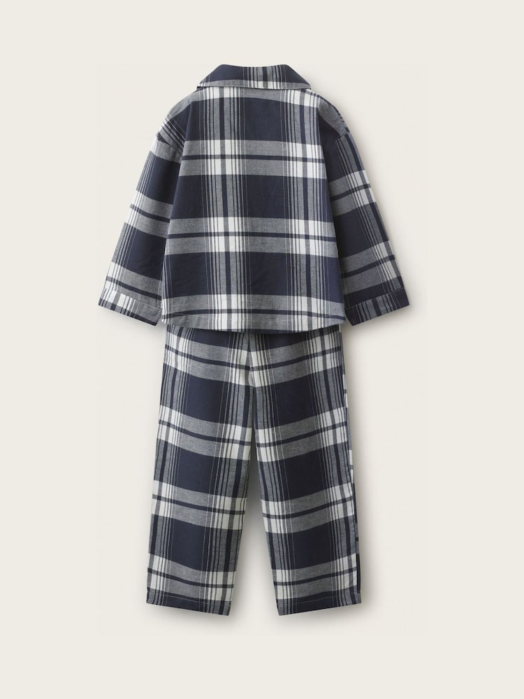 The White Company Blue Brushed Wide Check Classic Pyjamas - Image 2 of 4