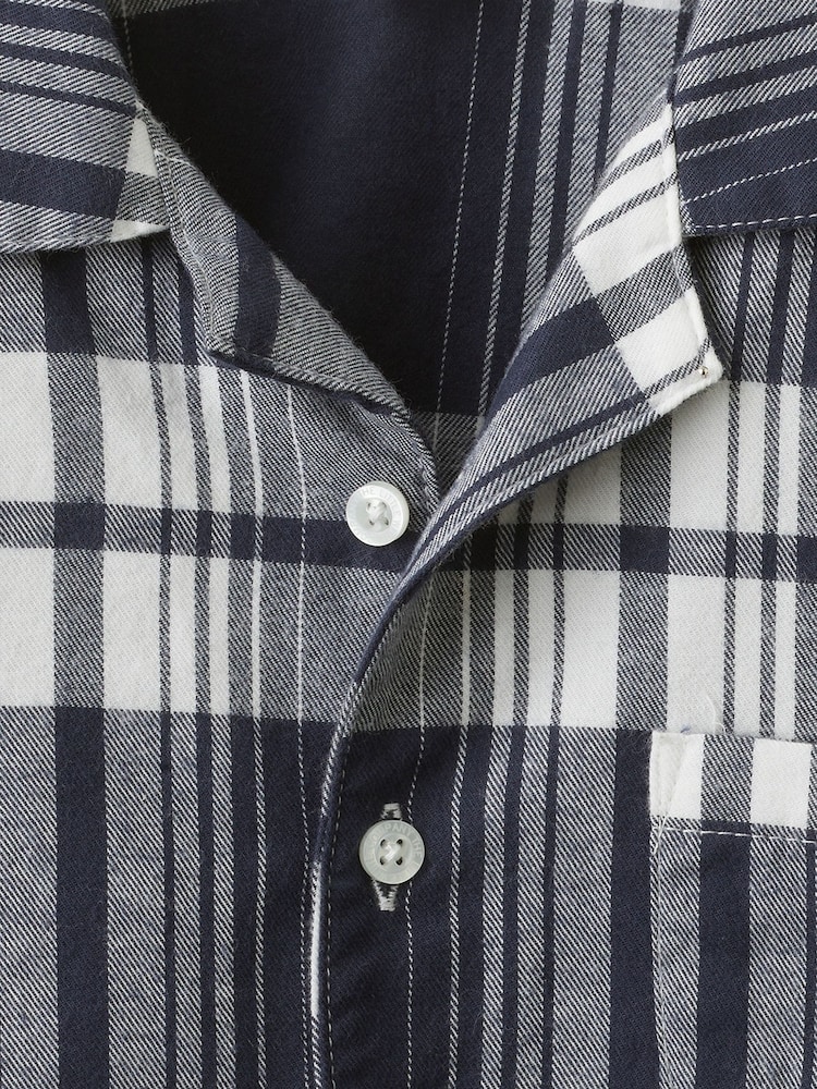The White Company Blue Brushed Wide Check Classic Pyjamas - Image 4 of 4