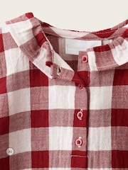 The White Company Red Double  Gingham Bubble Romper - Image 3 of 4