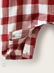 The White Company Red Double  Gingham Bubble Romper - Image 4 of 4
