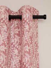 Pink Woodblock Floral Eyelet Lined Curtains - Image 1 of 5