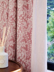Pink Woodblock Floral Eyelet Lined Curtains - Image 4 of 5