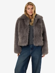 NOISY MAY Grey Fur Jacket - Image 1 of 5