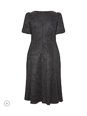 Yours Curve Black Metallic Studded Skater Dress - Image 6 of 6