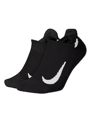 Nike Black Multiplier Running No Show Socks 2 Pack - Image 1 of 3