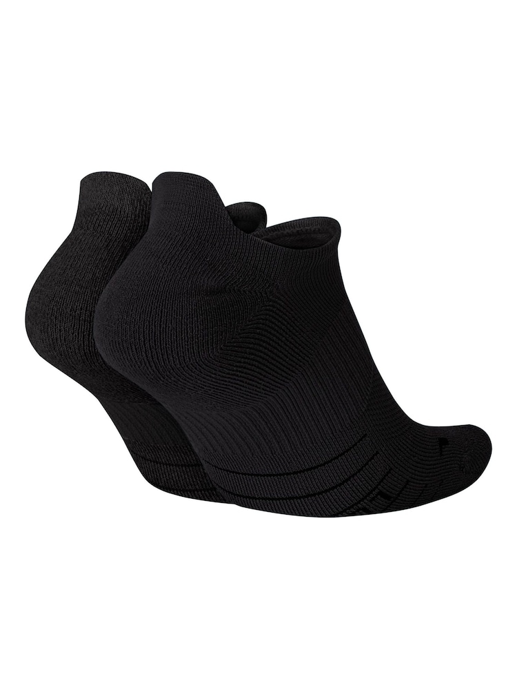 Nike Black Multiplier Running No Show Socks 2 Pack - Image 2 of 3